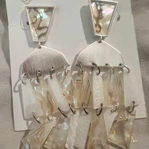 Kendra Scott Silver and Cream Geometric Earrings